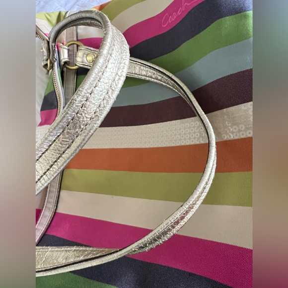 Coach Poppy Legacy Stripe Sequins Colorful Glam Tote 19021 - Picture 13 of 17